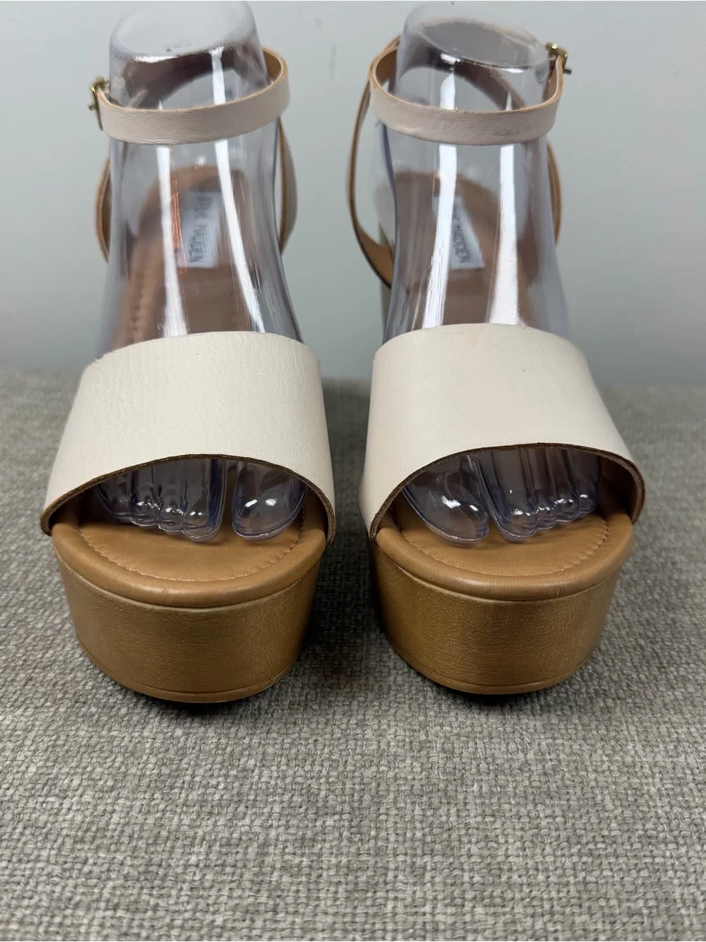 Steve Madden Welsh Ankle Strap Wedge Sandals Ivory White Size 10 Coquette Boho